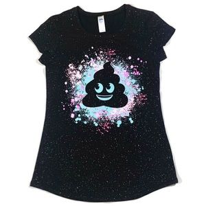 💛 2 for 12: Justice Girls Neon Poop Emoji Tee Shirt
